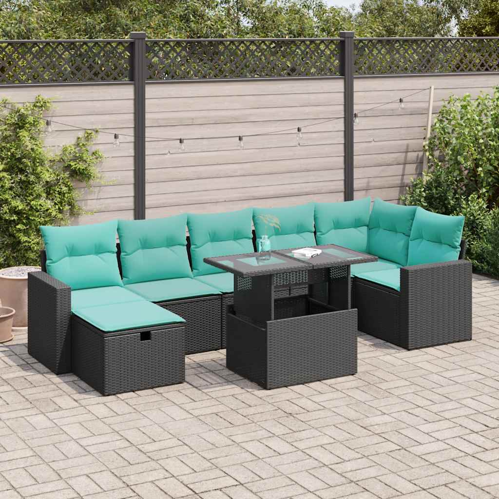 8-delige Loungeset met kussens poly rattan acacia grijs is nu te koop bij PeponiXL, paradijselijk wonen!