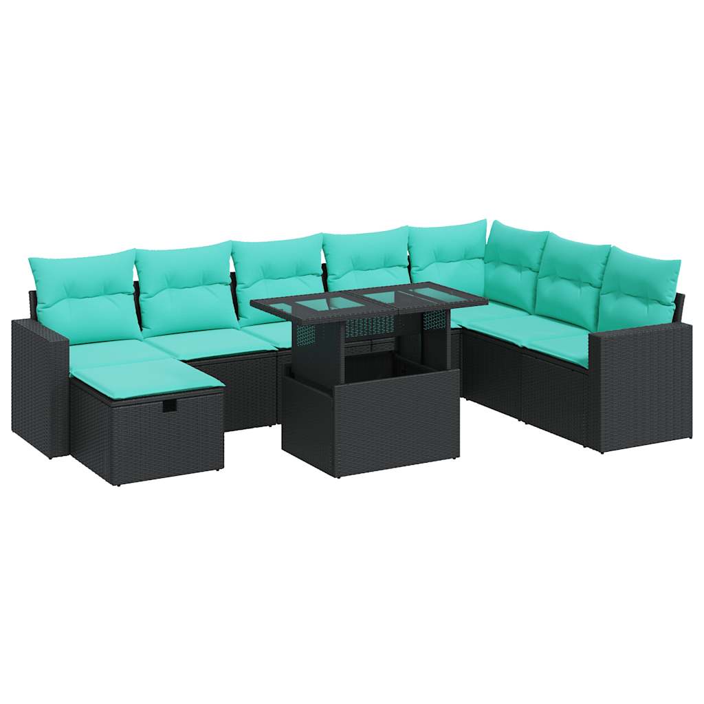 9-delige Loungeset met kussens poly rattan acacia grijs is nu te koop bij PeponiXL, paradijselijk wonen!