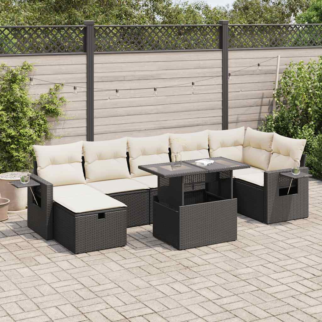 8-delige Loungeset met kussens poly rattan zwart is nu te koop bij PeponiXL, paradijselijk wonen!