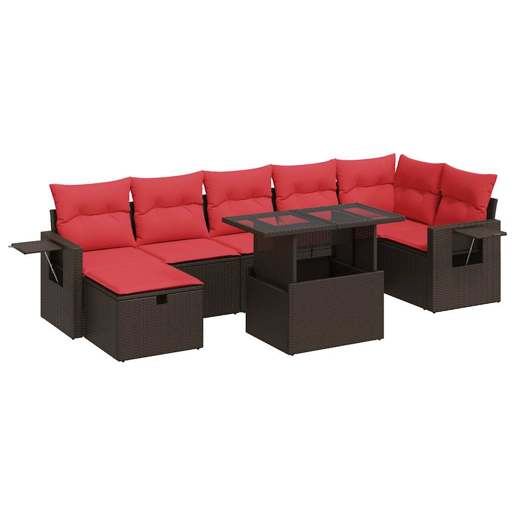 8-delige Loungeset met kussens poly rattan acacia bruin is nu te koop bij PeponiXL, paradijselijk wonen!