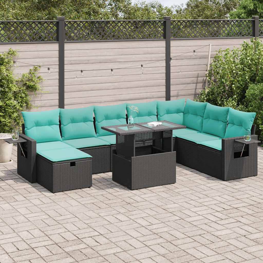 9-delige Loungeset met kussens poly rattan acacia grijs is nu te koop bij PeponiXL, paradijselijk wonen!
