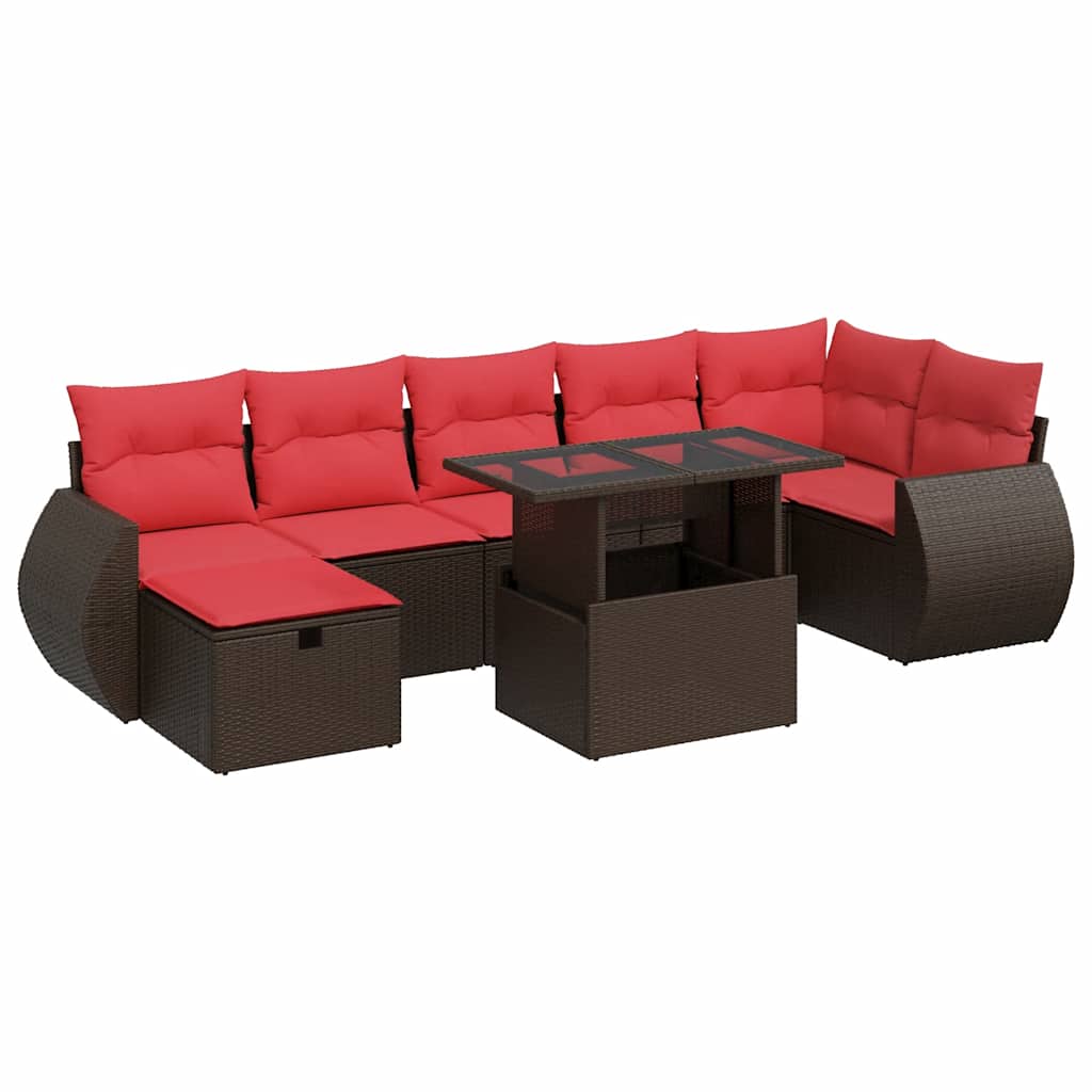 8-delige Loungeset met kussens poly rattan acacia bruin is nu te koop bij PeponiXL, paradijselijk wonen!