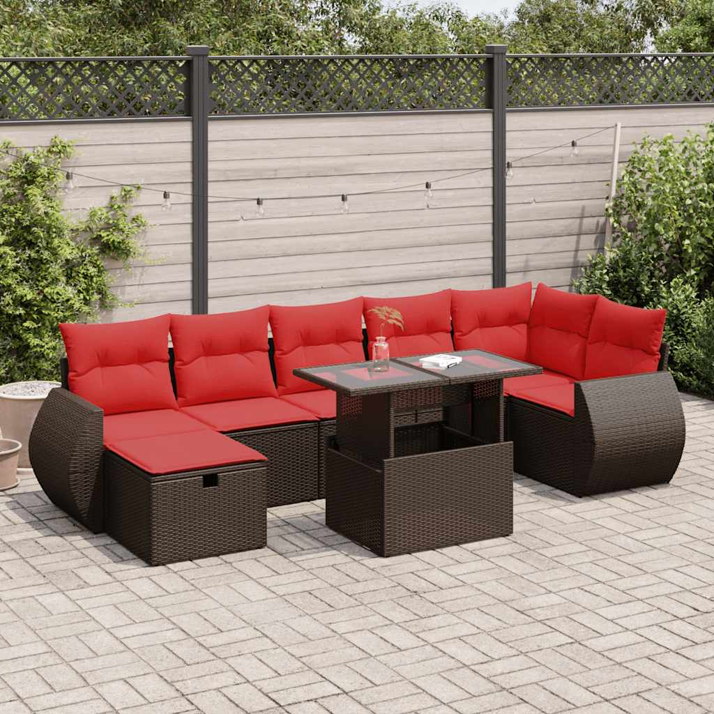 8-delige Loungeset met kussens poly rattan acacia bruin is nu te koop bij PeponiXL, paradijselijk wonen!