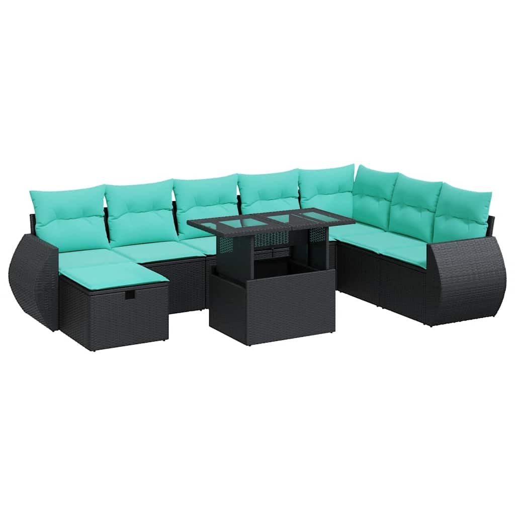 9-delige Loungeset met kussens poly rattan acacia grijs is nu te koop bij PeponiXL, paradijselijk wonen!