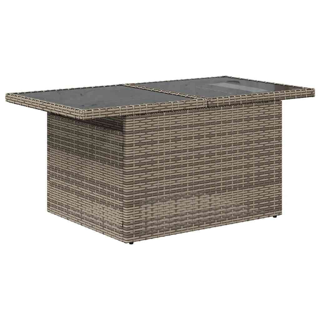9-delige Loungeset met kussens poly rattan grijs