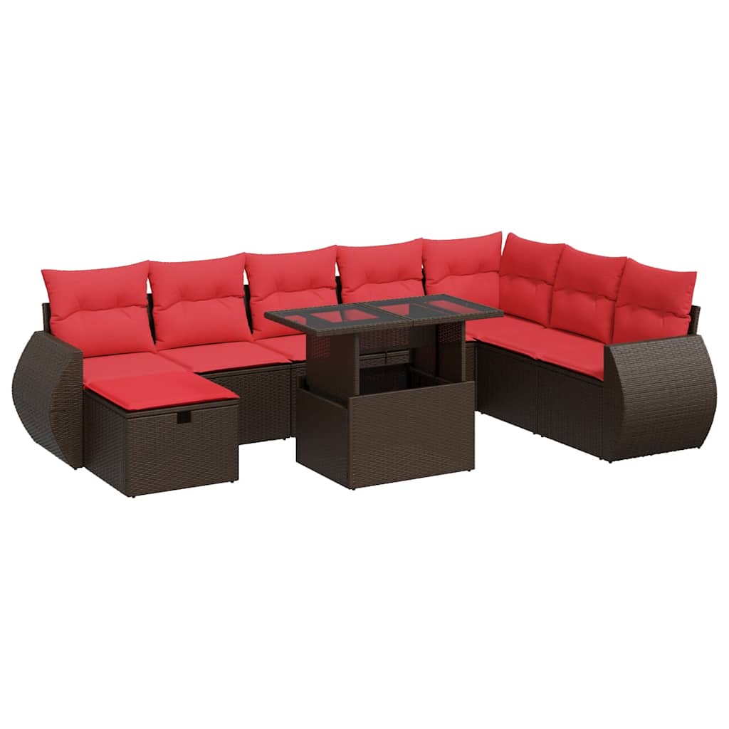 9-delige Loungeset met kussens poly rattan acacia zwart is nu te koop bij PeponiXL, paradijselijk wonen!