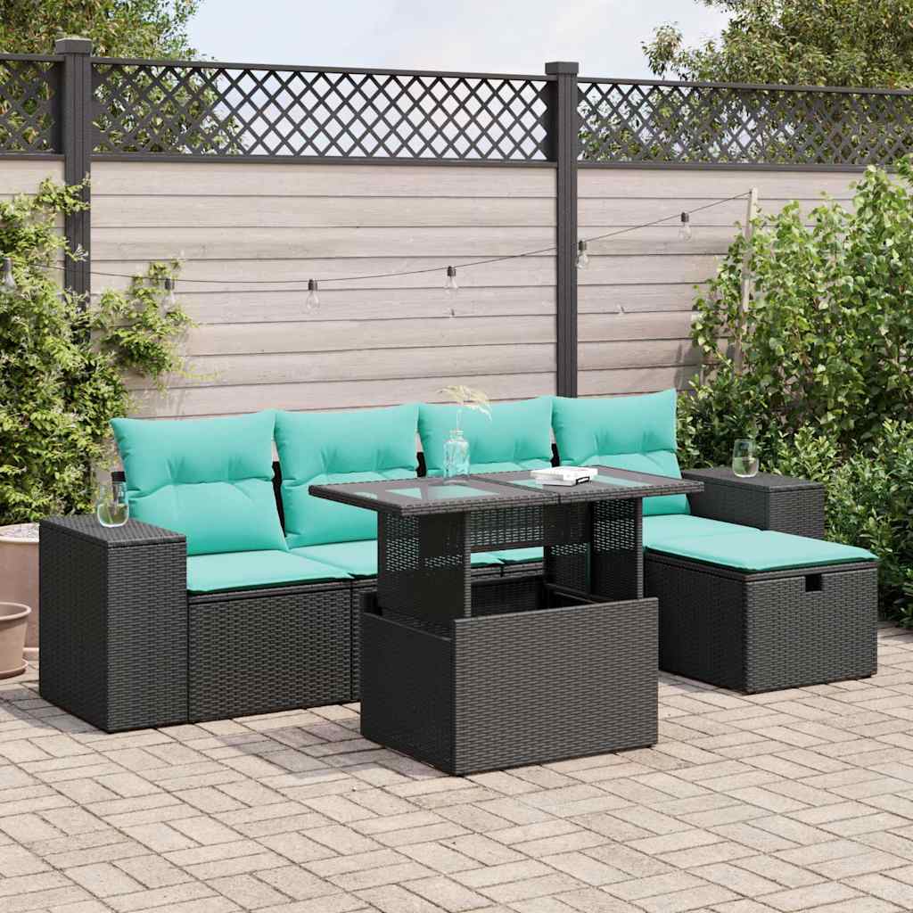 6-delige Loungeset met kussens poly rattan acacia grijs is nu te koop bij PeponiXL, paradijselijk wonen!