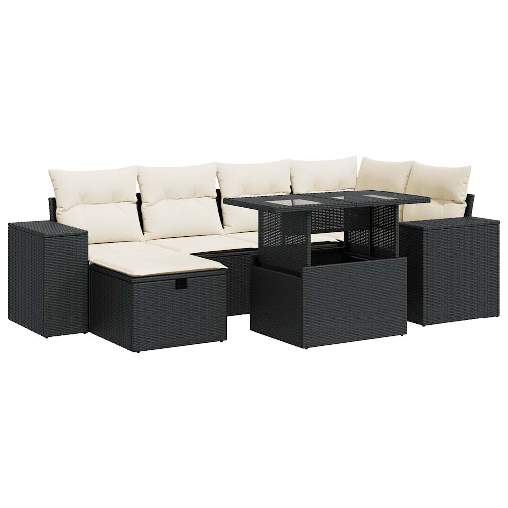 8-delige Loungeset met kussens poly rattan zwart is nu te koop bij PeponiXL, paradijselijk wonen!