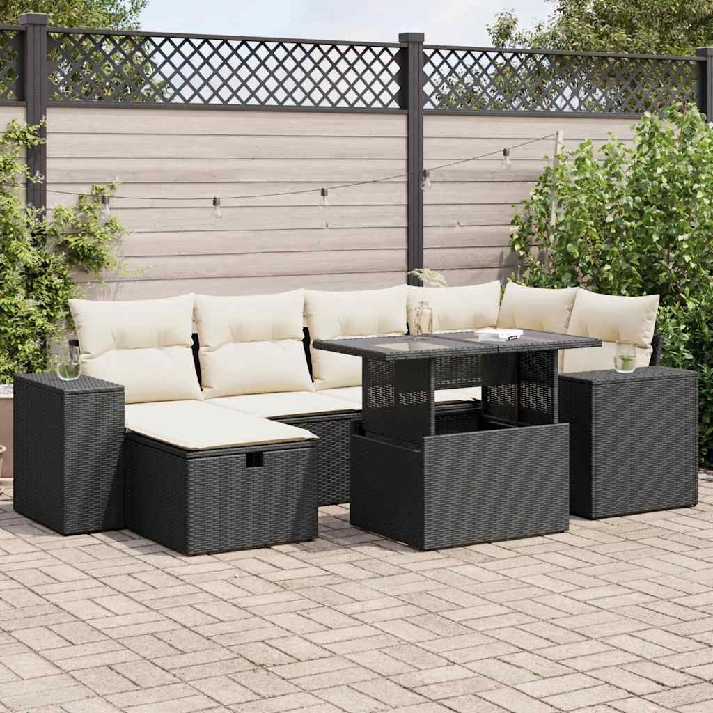 8-delige Loungeset met kussens poly rattan zwart is nu te koop bij PeponiXL, paradijselijk wonen!