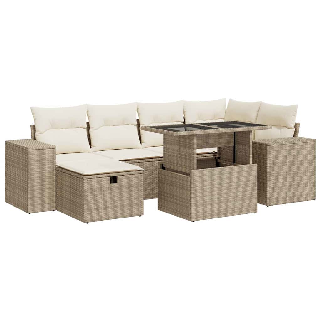 8-delige Loungeset met kussens poly rattan beige is nu te koop bij PeponiXL, paradijselijk wonen!