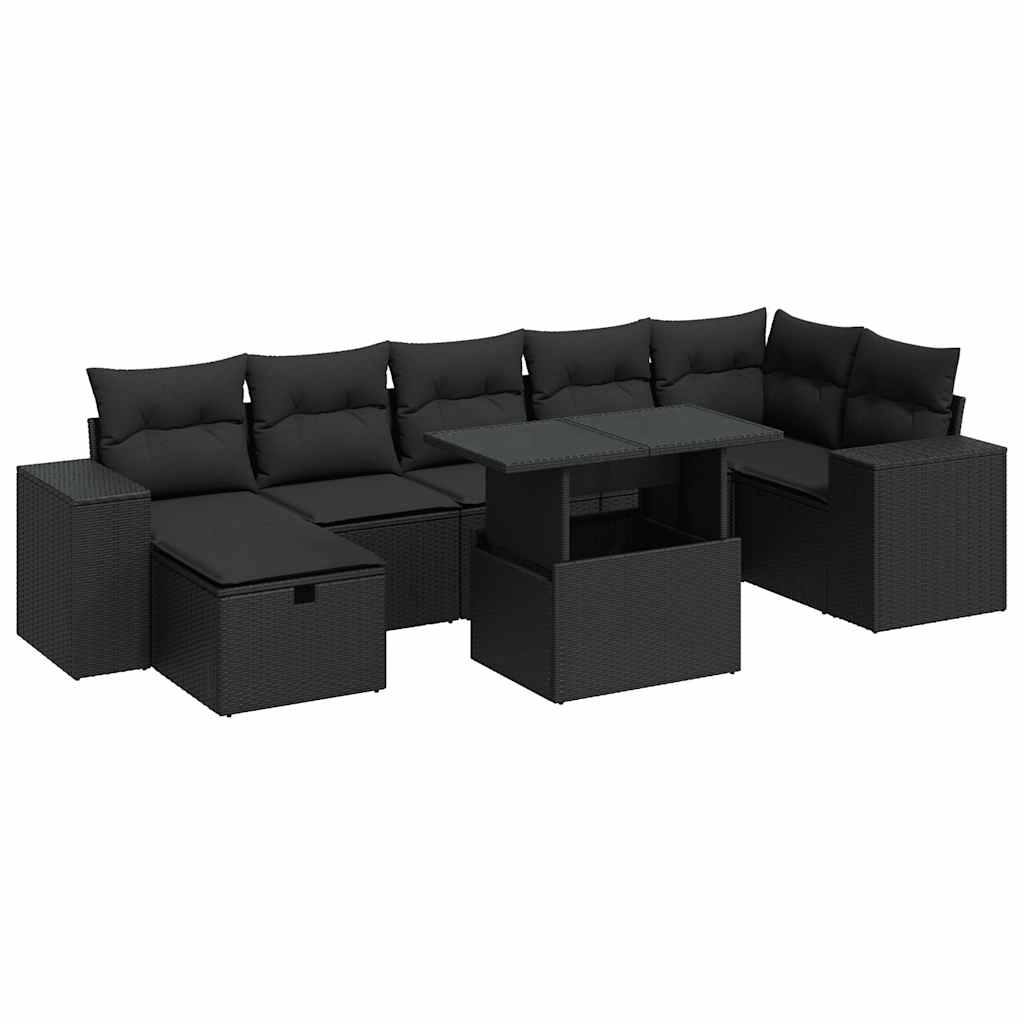 5-delige Loungeset met kussens poly rattan zwart is nu te koop bij PeponiXL, paradijselijk wonen!