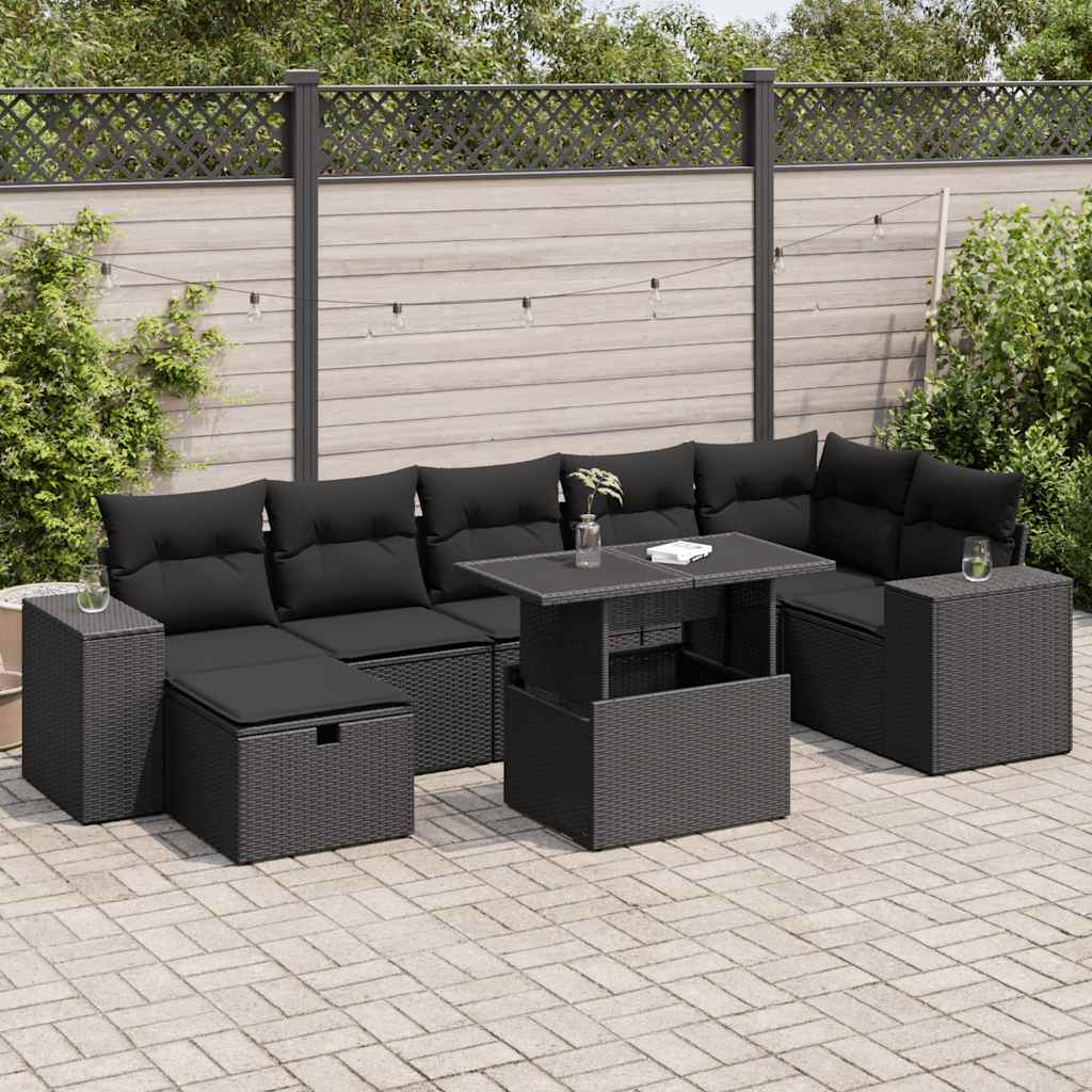 5-delige Loungeset met kussens poly rattan zwart is nu te koop bij PeponiXL, paradijselijk wonen!