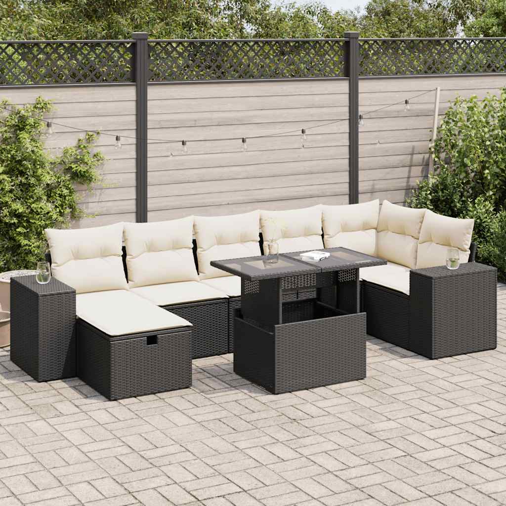 5-delige Loungeset met kussens poly rattan zwart is nu te koop bij PeponiXL, paradijselijk wonen!