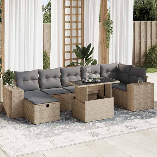 5-delige Loungeset met kussens poly rattan beige is nu te koop bij PeponiXL, paradijselijk wonen!