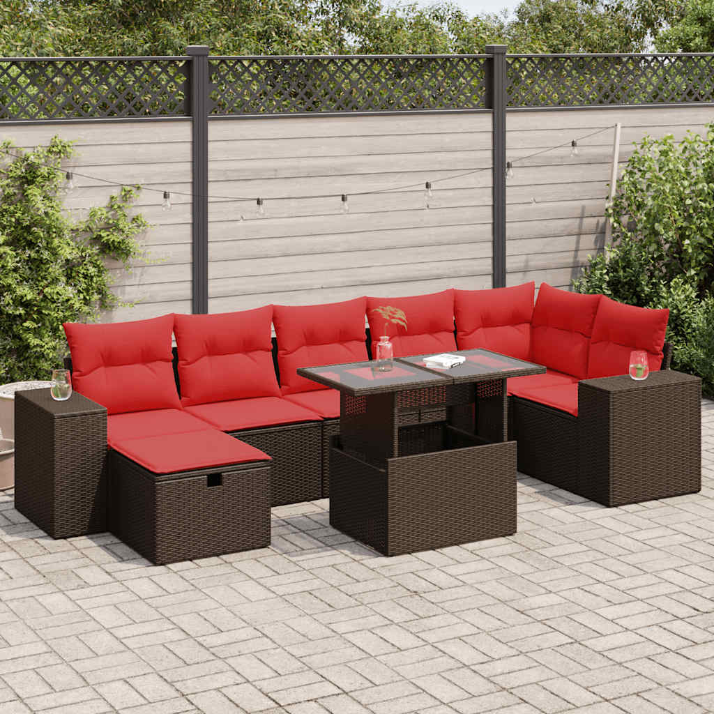 8-delige Loungeset met kussens poly rattan acacia zwart is nu te koop bij PeponiXL, paradijselijk wonen!