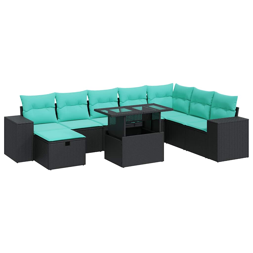 9-delige Loungeset met kussens poly rattan acacia grijs is nu te koop bij PeponiXL, paradijselijk wonen!