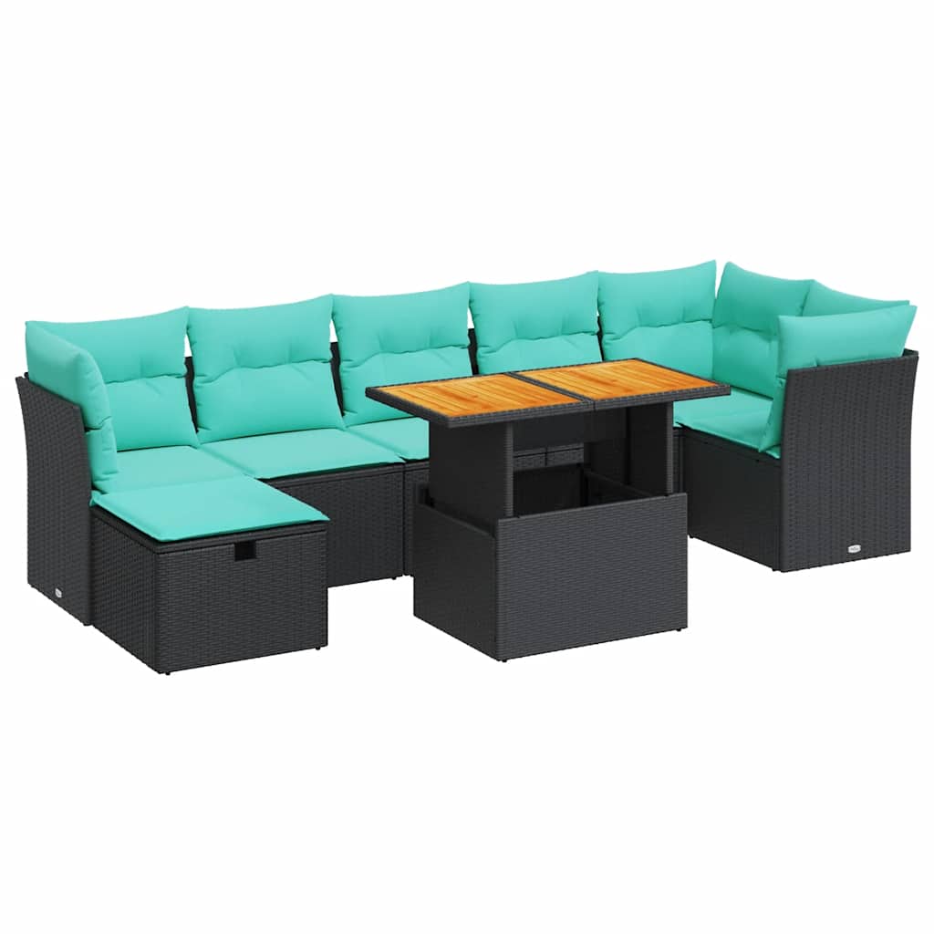 8-delige Loungeset met kussens poly rattan acacia grijs is nu te koop bij PeponiXL, paradijselijk wonen!