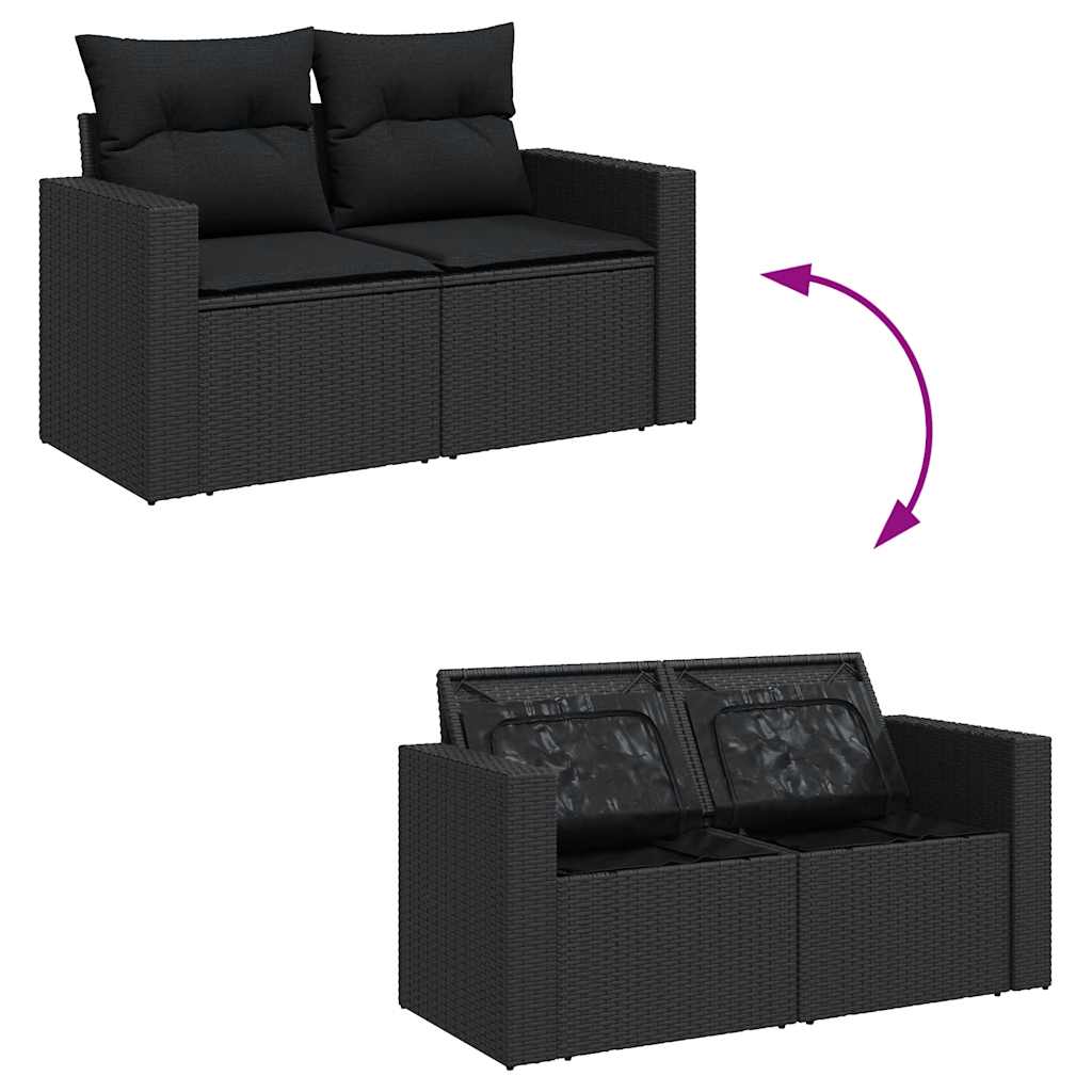 6-delige Loungeset met kussens poly rattan acacia zwart is nu te koop bij PeponiXL, paradijselijk wonen!