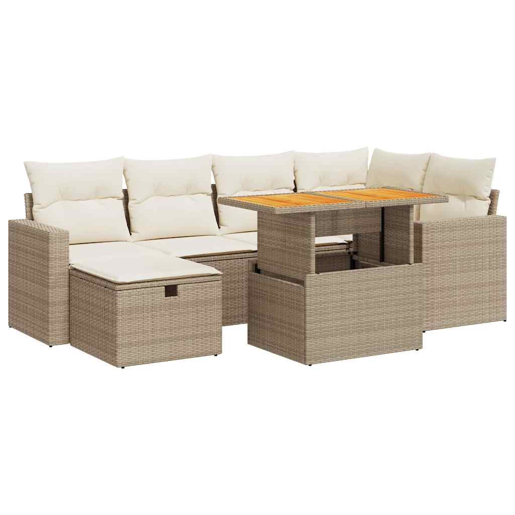 8-delige Loungeset met kussens poly rattan acacia beige is nu te koop bij PeponiXL, paradijselijk wonen!
