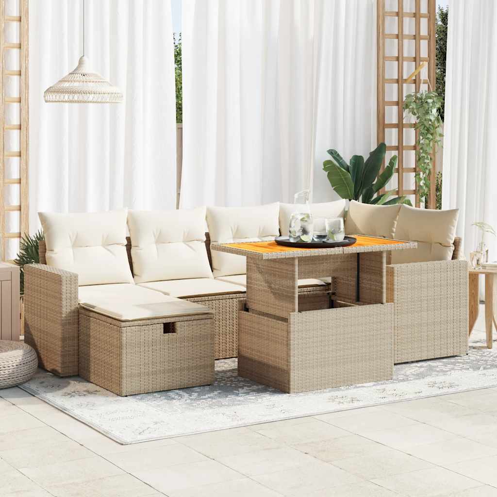 8-delige Loungeset met kussens poly rattan acacia beige is nu te koop bij PeponiXL, paradijselijk wonen!