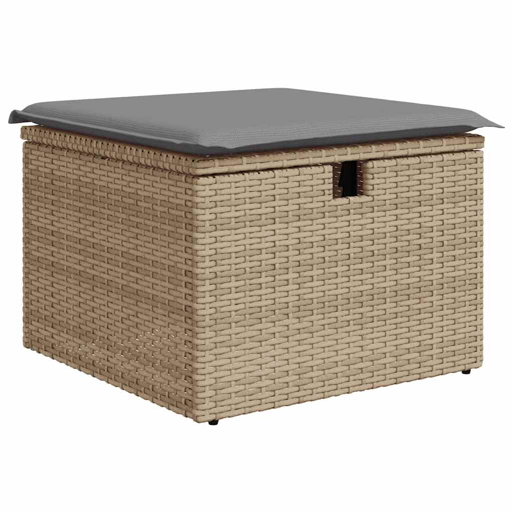 8-delige Loungeset met kussens poly rattan acacia beige