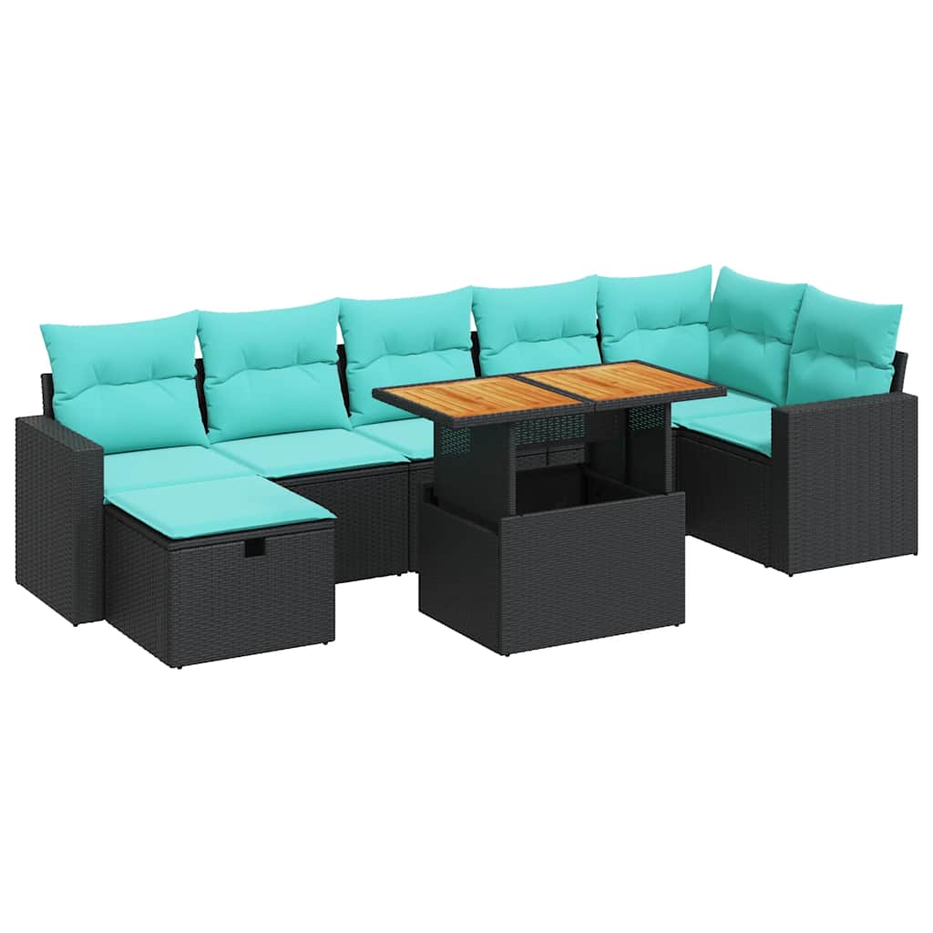 8-delige Loungeset met kussens poly rattan acacia grijs is nu te koop bij PeponiXL, paradijselijk wonen!