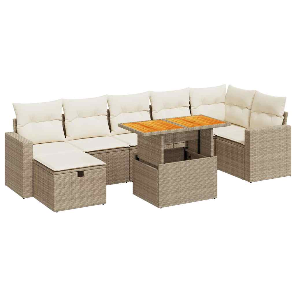 5-delige Loungeset met kussens poly rattan en acaciahout beige is nu te koop bij PeponiXL, paradijselijk wonen!