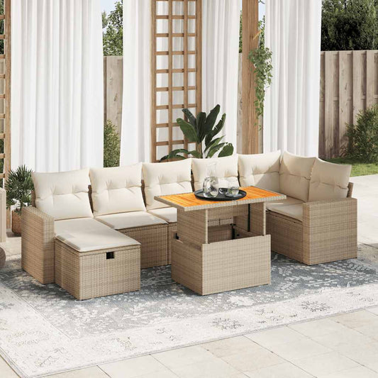 5-delige Loungeset met kussens poly rattan en acaciahout beige is nu te koop bij PeponiXL, paradijselijk wonen!