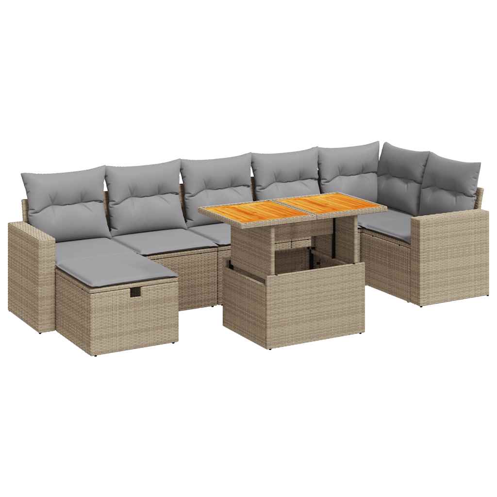5-delige Loungeset met kussens poly rattan en acaciahout beige is nu te koop bij PeponiXL, paradijselijk wonen!