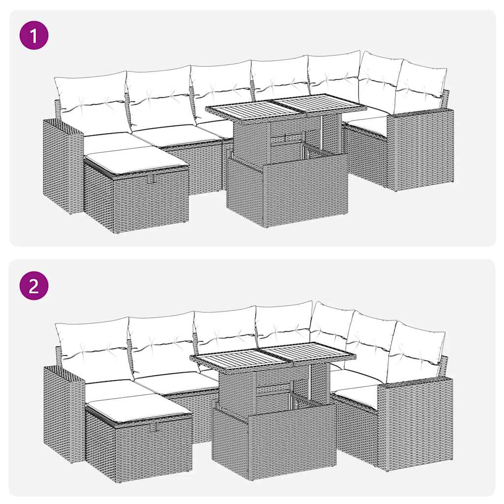5-delige Loungeset met kussens poly rattan en acaciahout beige is nu te koop bij PeponiXL, paradijselijk wonen!