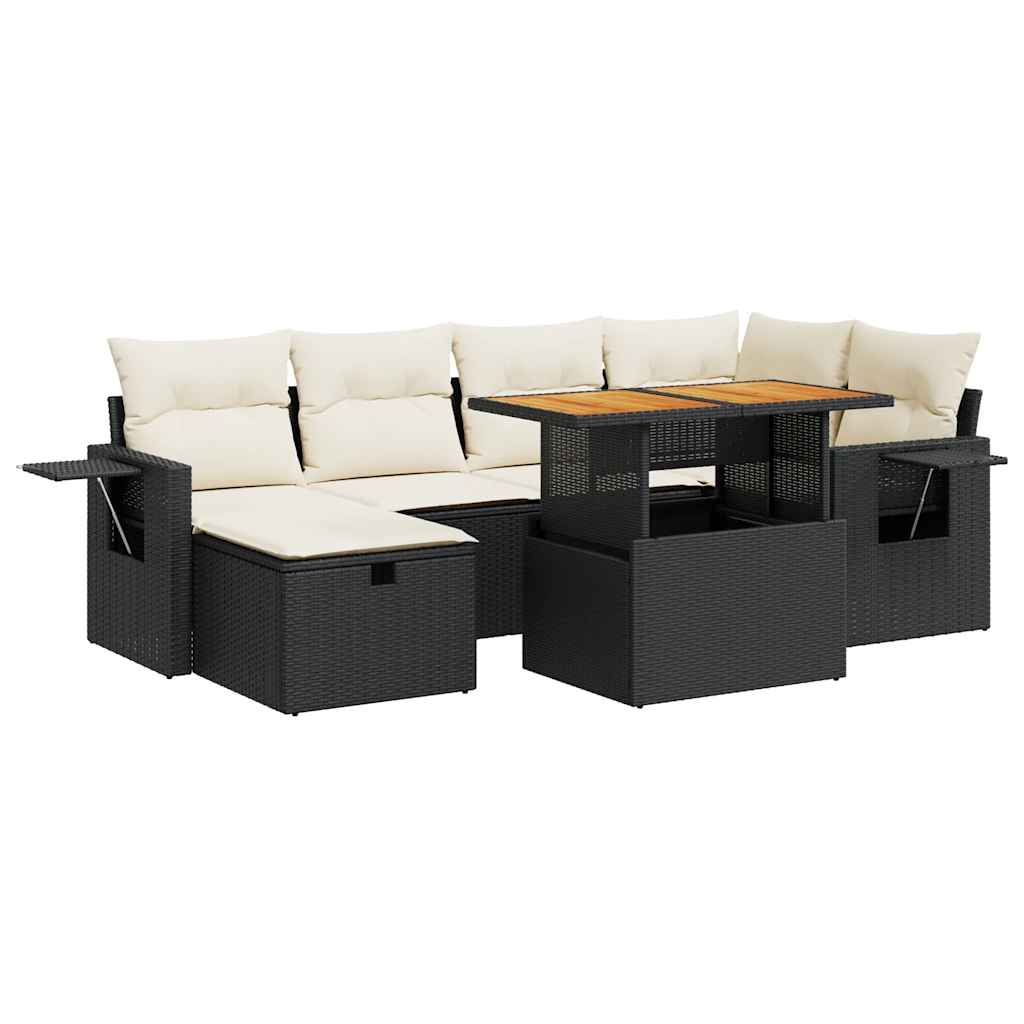 8-delige Loungeset met kussens poly rattan acacia zwart is nu te koop bij PeponiXL, paradijselijk wonen!
