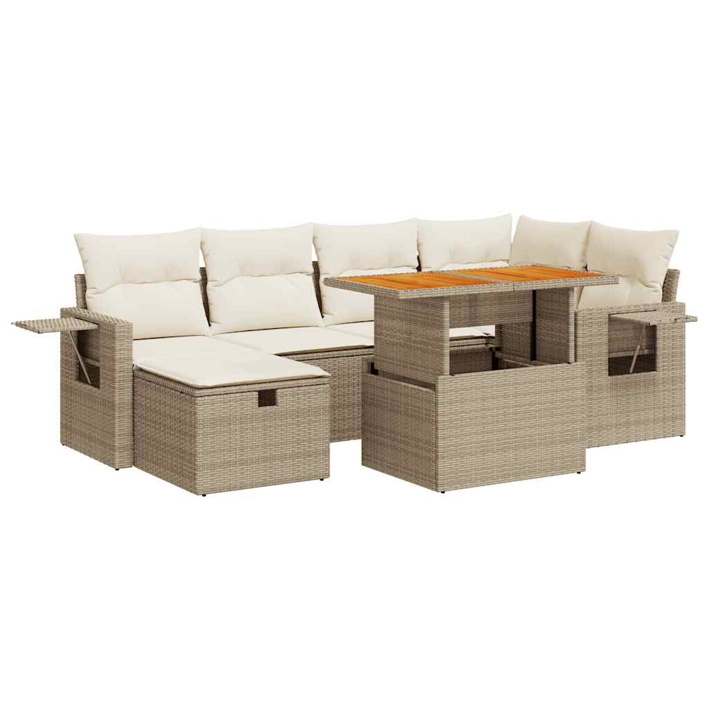 8-delige Loungeset met kussens poly rattan acacia beige is nu te koop bij PeponiXL, paradijselijk wonen!