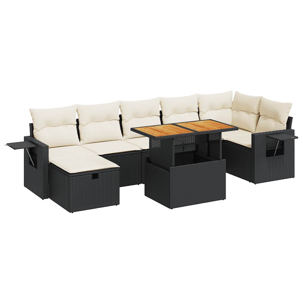 5-delige Loungeset met kussens poly rattan acacia zwart is nu te koop bij PeponiXL, paradijselijk wonen!