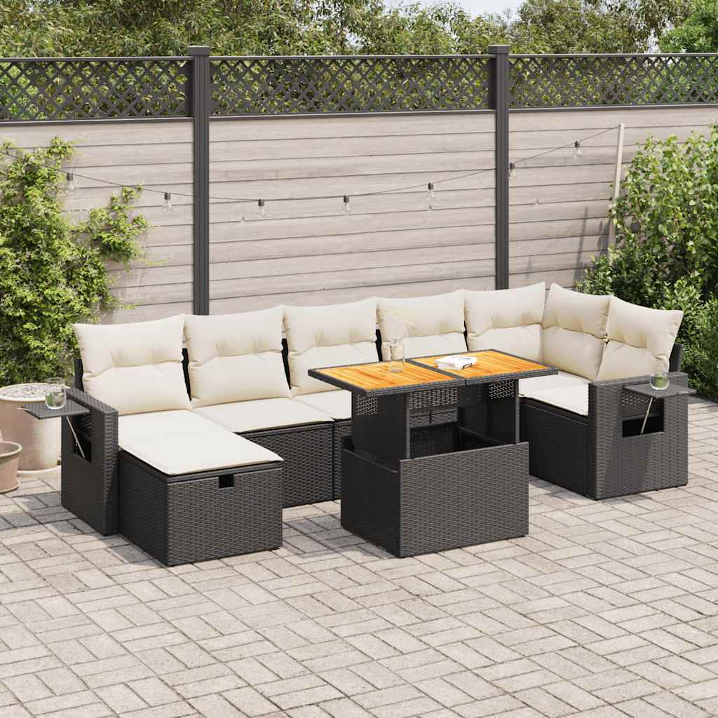 5-delige Loungeset met kussens poly rattan acacia zwart is nu te koop bij PeponiXL, paradijselijk wonen!