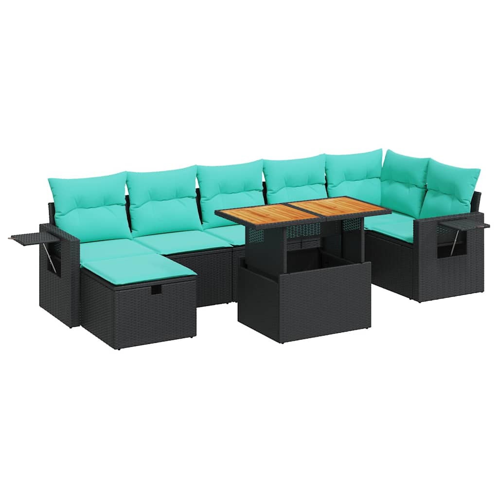 8-delige Loungeset met kussens poly rattan acacia grijs is nu te koop bij PeponiXL, paradijselijk wonen!