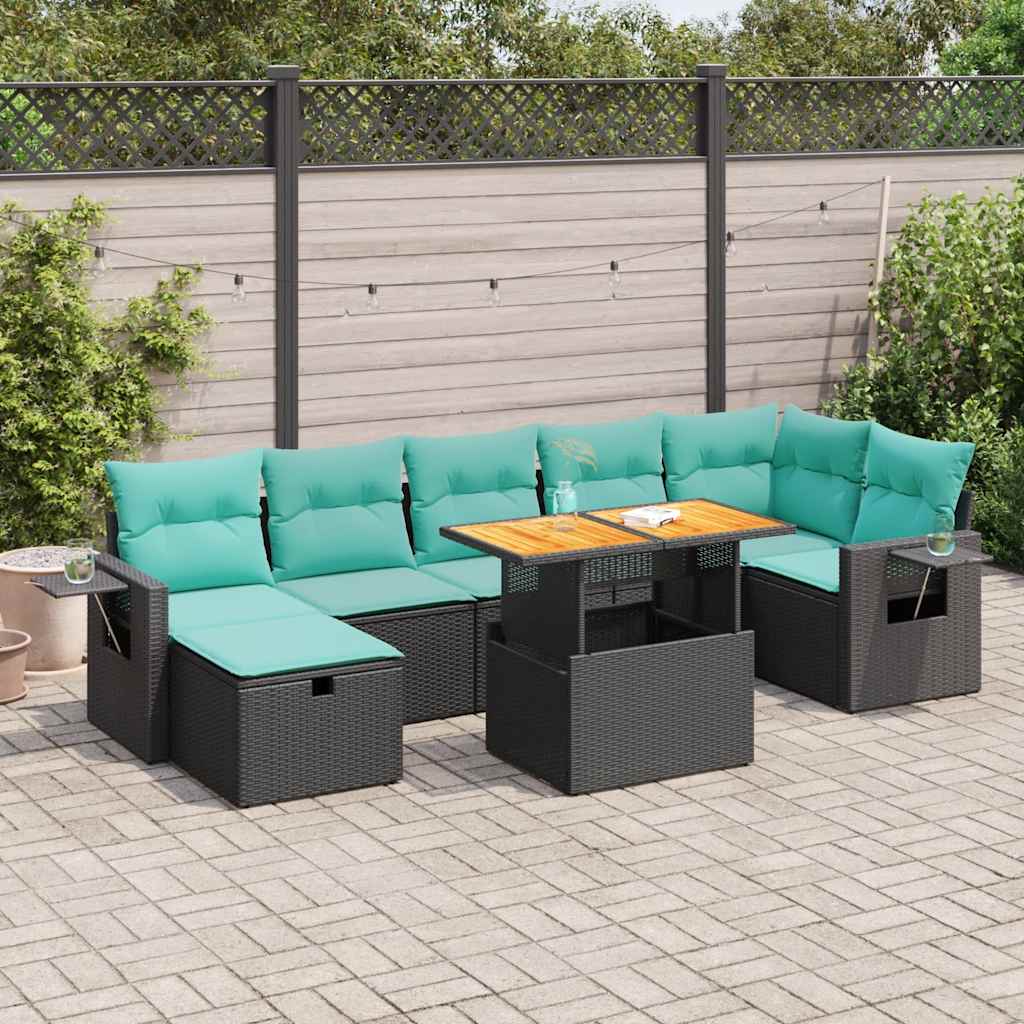 8-delige Loungeset met kussens poly rattan acacia grijs is nu te koop bij PeponiXL, paradijselijk wonen!