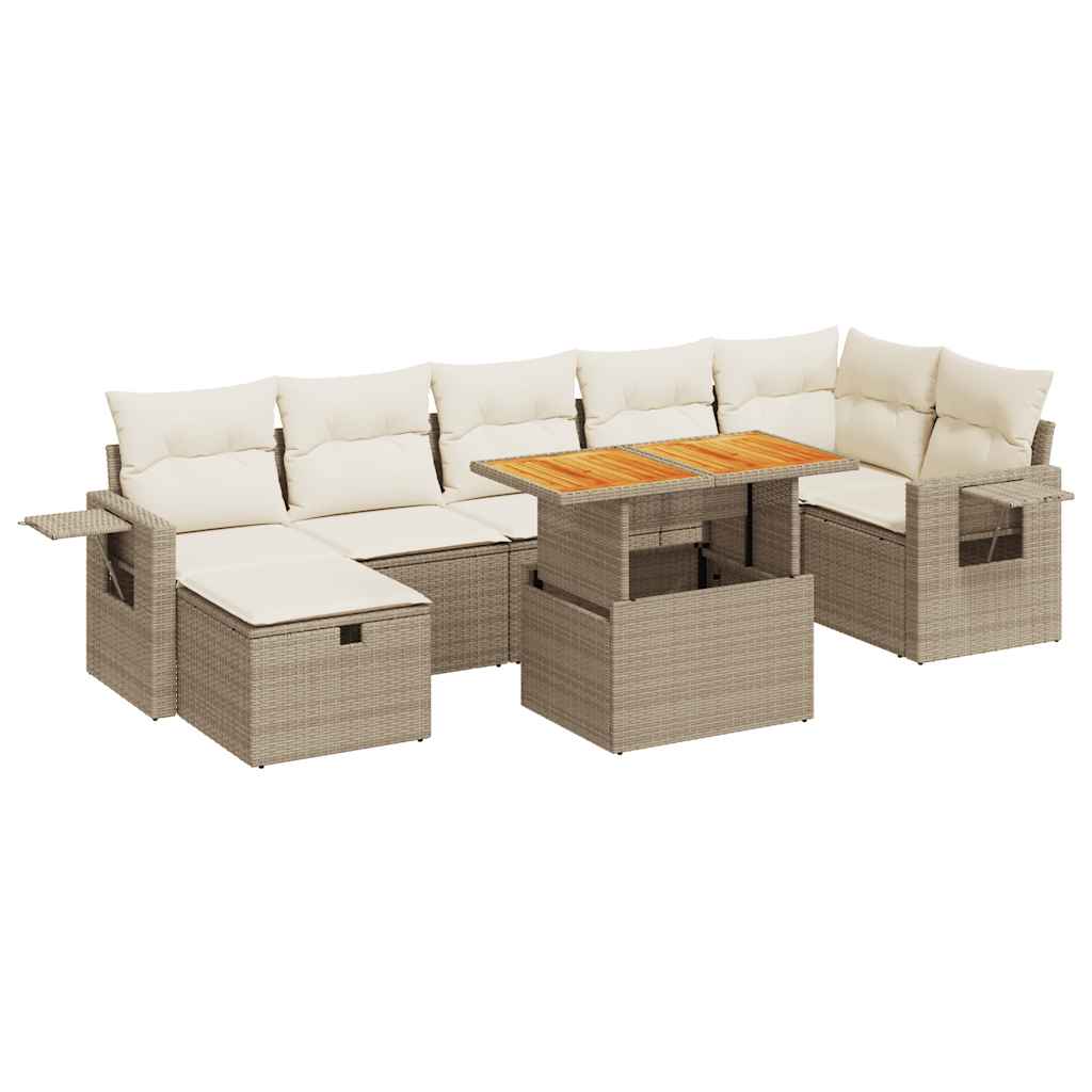 5-delige Loungeset met kussens poly rattan en acaciahout beige is nu te koop bij PeponiXL, paradijselijk wonen!