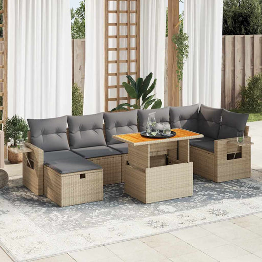 5-delige Loungeset met kussens poly rattan en acaciahout beige is nu te koop bij PeponiXL, paradijselijk wonen!