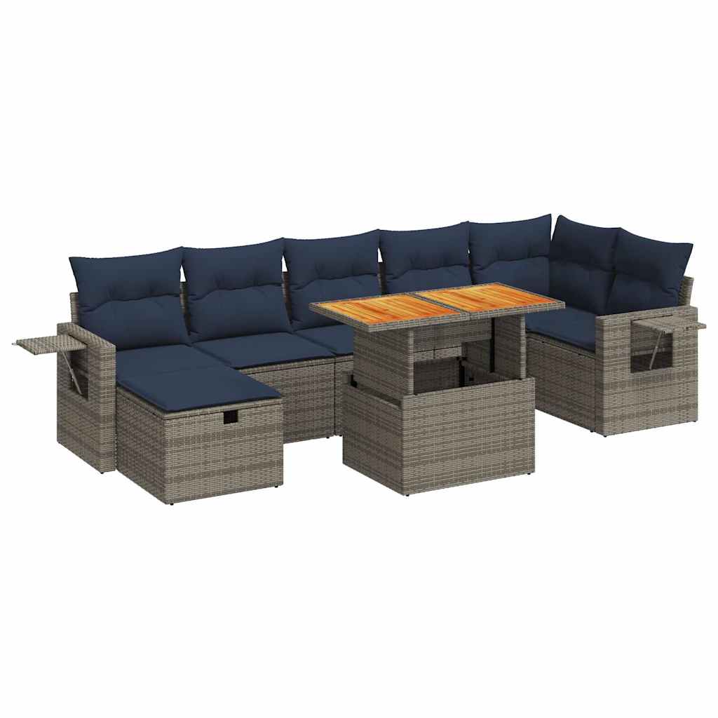 8-delige Loungeset met kussens poly rattan acacia bruin is nu te koop bij PeponiXL, paradijselijk wonen!