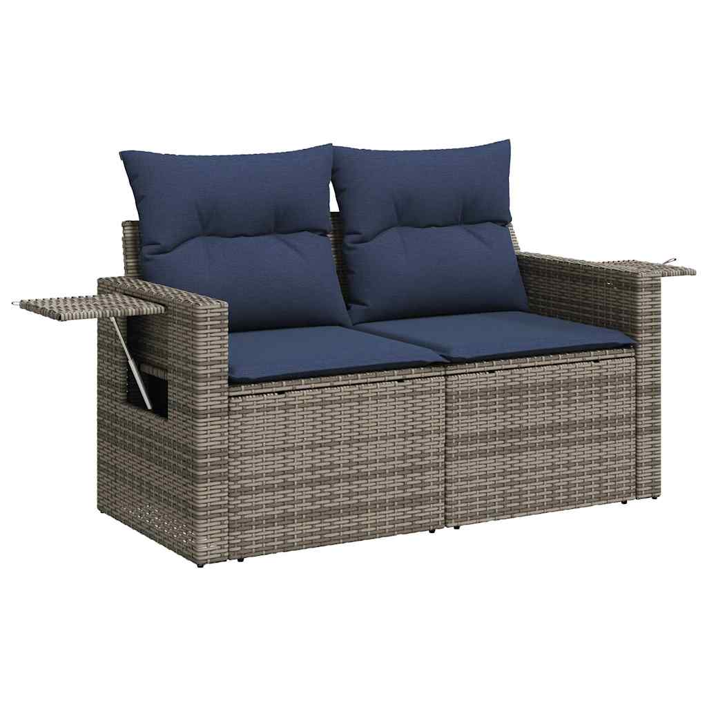9-delige Loungeset met kussens poly rattan acacia grijs is nu te koop bij PeponiXL, paradijselijk wonen!