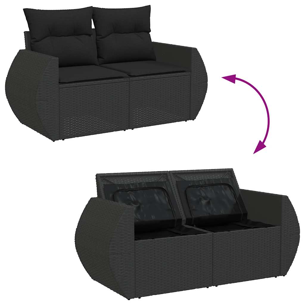 8-delige Loungeset met kussens poly rattan acacia zwart is nu te koop bij PeponiXL, paradijselijk wonen!
