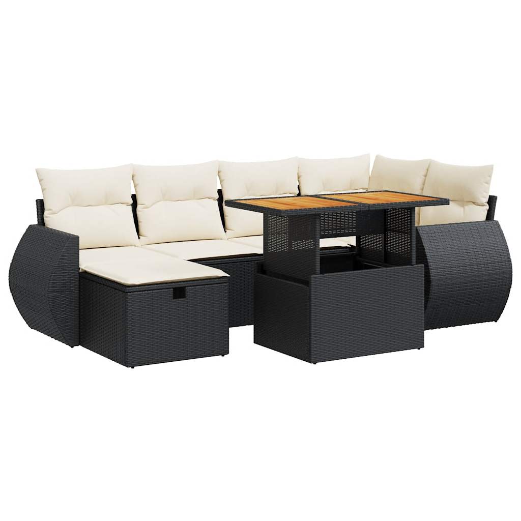 8-delige Loungeset met kussens poly rattan acacia zwart is nu te koop bij PeponiXL, paradijselijk wonen!