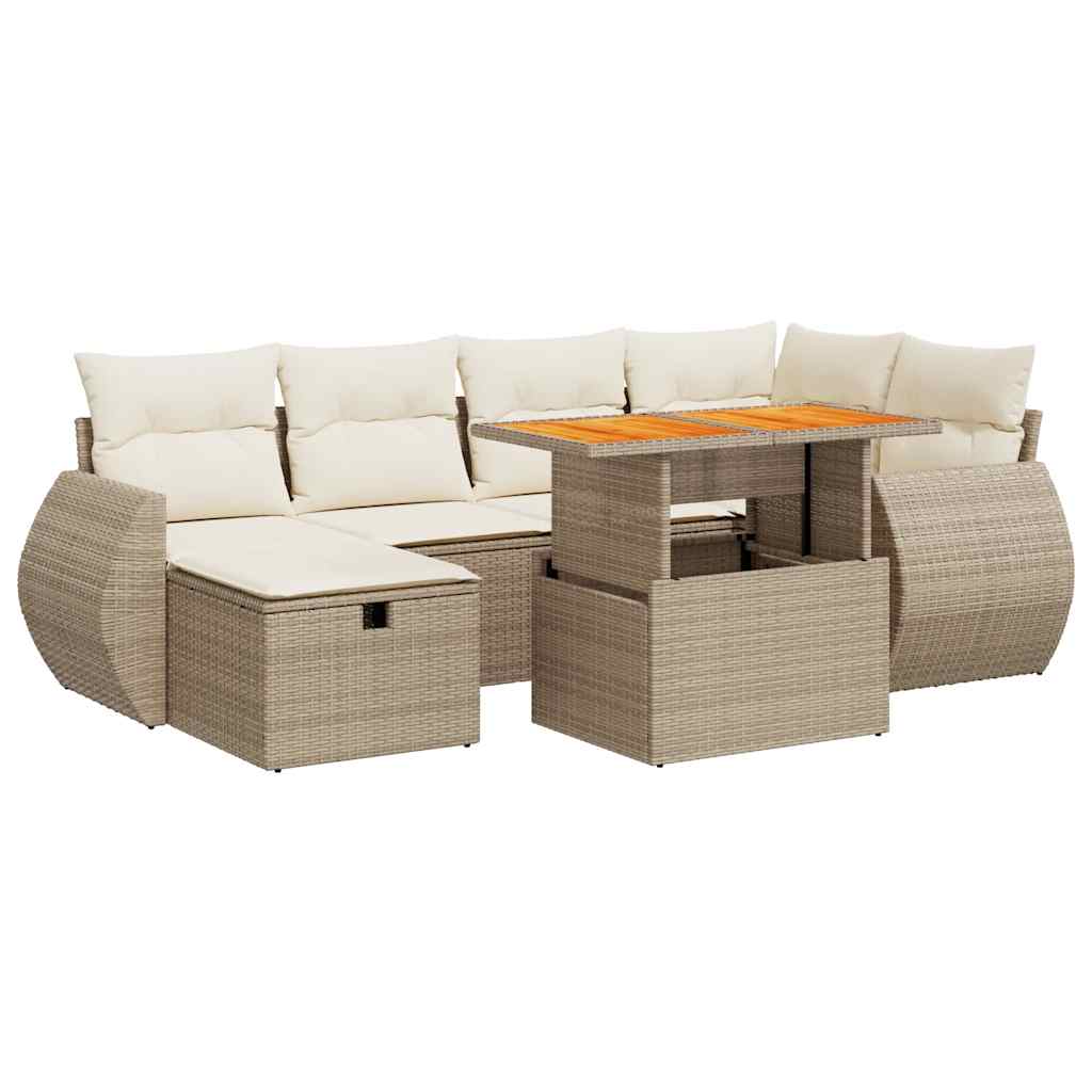 8-delige Loungeset met kussens poly rattan acacia beige is nu te koop bij PeponiXL, paradijselijk wonen!