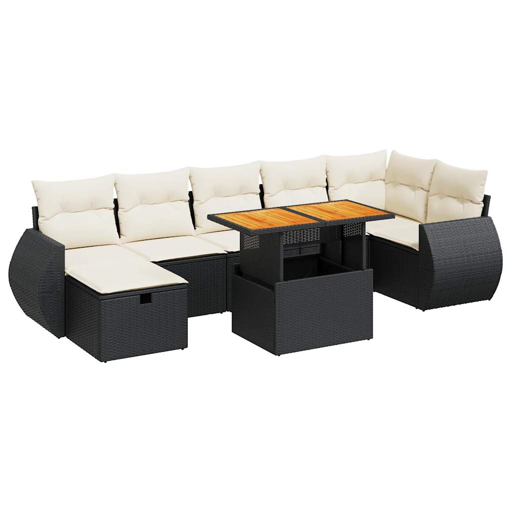 5-delige Loungeset met kussens poly rattan acacia zwart is nu te koop bij PeponiXL, paradijselijk wonen!