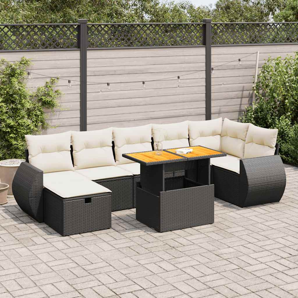 5-delige Loungeset met kussens poly rattan acacia zwart is nu te koop bij PeponiXL, paradijselijk wonen!
