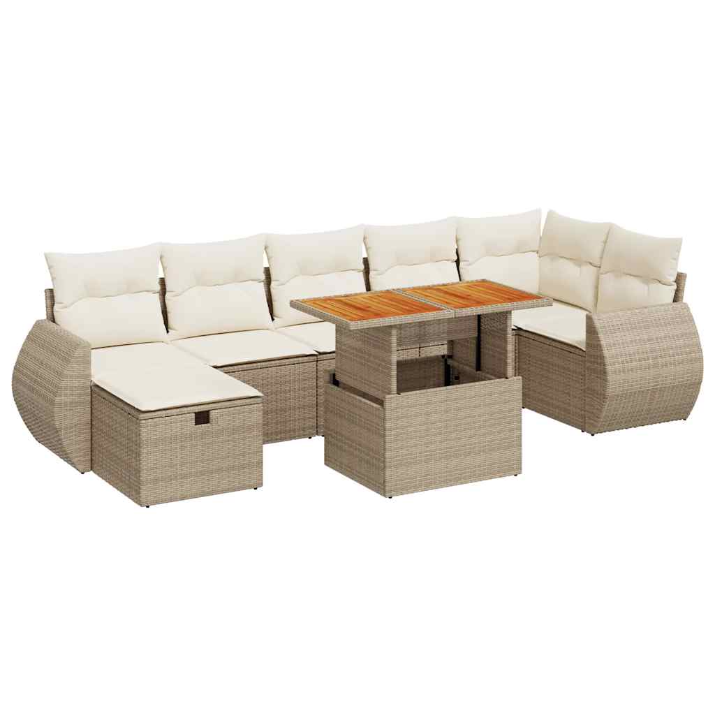 5-delige Loungeset met kussens poly rattan en acaciahout beige is nu te koop bij PeponiXL, paradijselijk wonen!