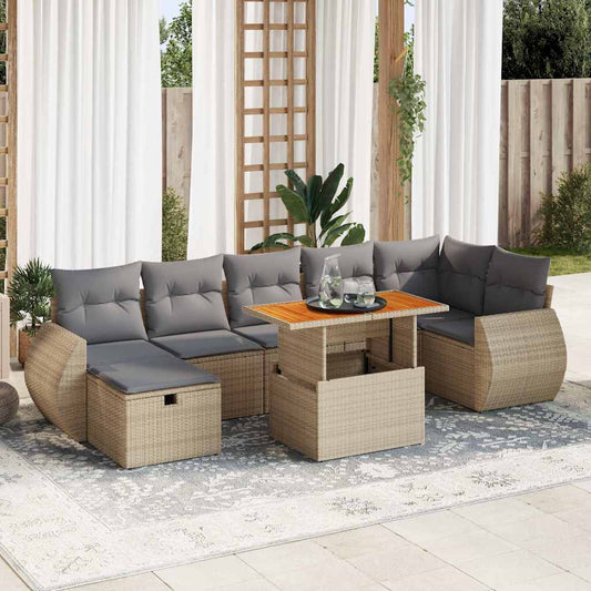 5-delige Loungeset met kussens poly rattan en acaciahout beige is nu te koop bij PeponiXL, paradijselijk wonen!