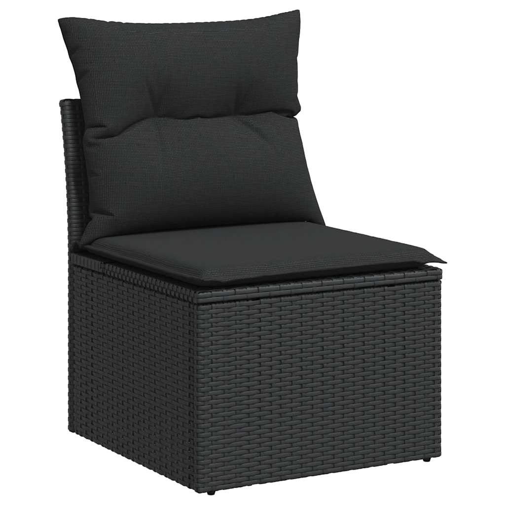 6-delige Loungeset met kussens poly rattan acacia zwart is nu te koop bij PeponiXL, paradijselijk wonen!
