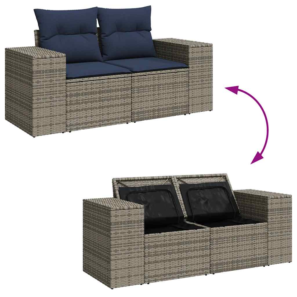 6-delige Loungeset met kussens poly rattan acacia zwart is nu te koop bij PeponiXL, paradijselijk wonen!