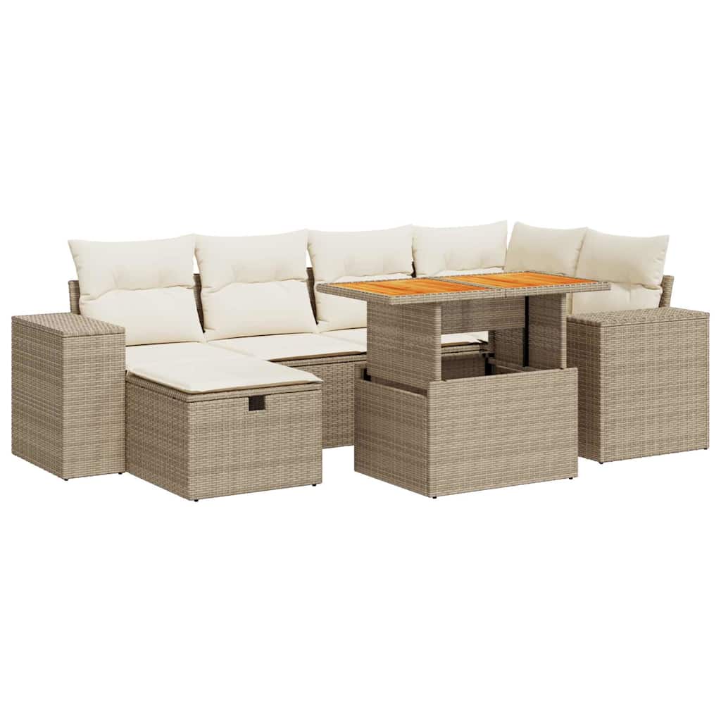 8-delige Loungeset met kussens poly rattan acacia beige is nu te koop bij PeponiXL, paradijselijk wonen!
